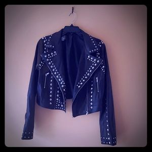 Black crop studded jacket